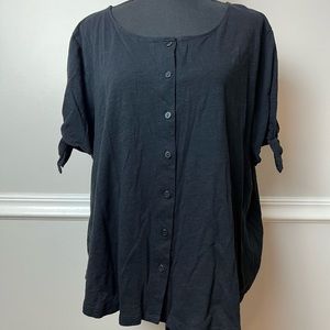 Ann Taylor Loft Outlet Button Front Tie Sleeve Tee size XL